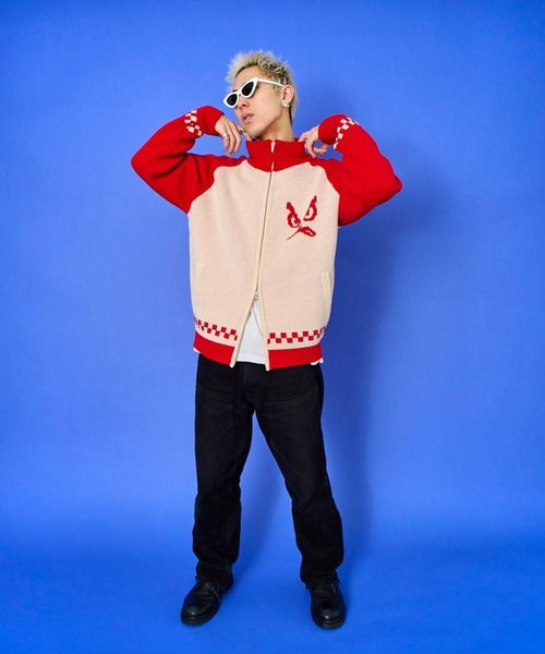 BAD BOY(バッドボーイ)の「BAD BOY ロゴ ジャガード編み ハイネック ジップアップニット(ニット/セーター・メンズ・レッド/グリーン/ブラック・L/M)」の19枚目の写真