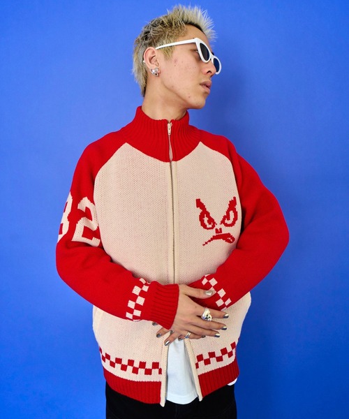 BAD BOY(バッドボーイ)の「BAD BOY ロゴ ジャガード編み ハイネック ジップアップニット(ニット/セーター・メンズ・レッド/グリーン/ブラック・L/M)」の16枚目の写真