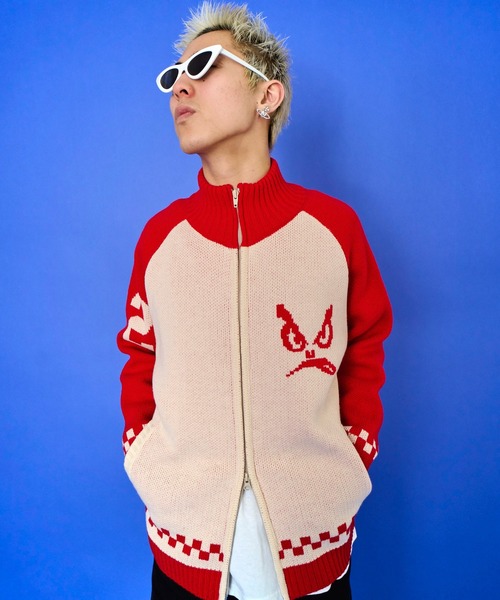 BAD BOY(バッドボーイ)の「BAD BOY ロゴ ジャガード編み ハイネック ジップアップニット(ニット/セーター・メンズ・レッド/グリーン/ブラック・L/M)」の17枚目の写真