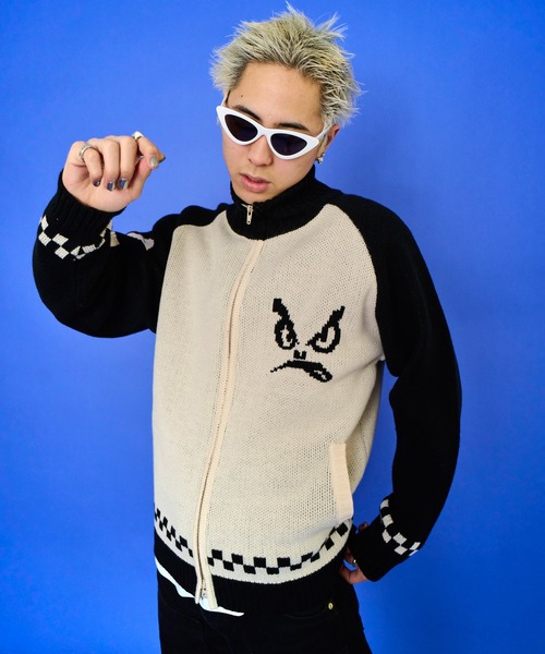 BAD BOY(バッドボーイ)の「BAD BOY ロゴ ジャガード編み ハイネック ジップアップニット(ニット/セーター・メンズ・レッド/グリーン/ブラック・L/M)」の6枚目の写真