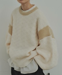 ボリュームスリーブパターンニット