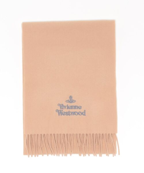 Vivienne Westwood（ヴィヴィアンウエストウッド）の「81030007/W006D/EMBROIDERED LAMBSWOOL/（マフラー・レディース・レッド/ホワイト/ベージュ/ブルー/Wine/ブラック/ピンク/PINK/Navy/LT.Blue/グレー/Beige・FREE）」の4枚目の写真