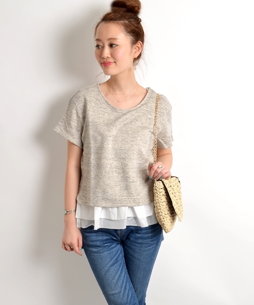 SHIPS for women（シップスフォーウィメン）の「タンクセット リネン裏毛プルオーバー（Tシャツ/カットソー・レディース・ライトホワイト/ライトグレー・36/38）」の2枚目の写真