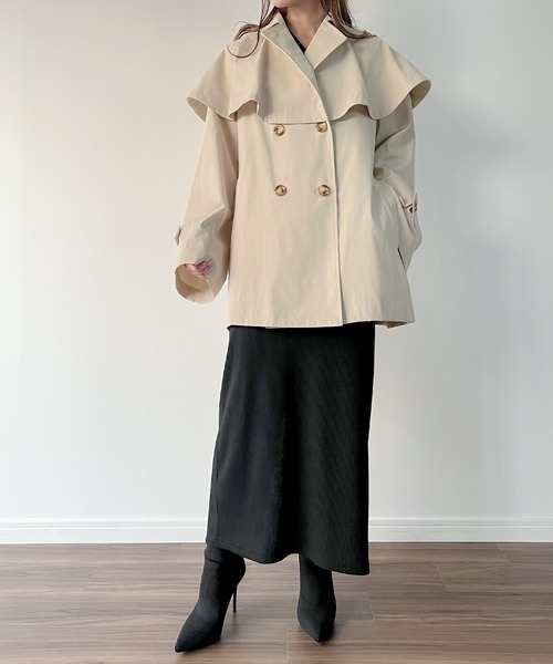 【コス】ハイブリットトレンチコートケープ　ベージュ ショート丈 HYBRID TRENCH COAT CAPE ハイブリッド トレンチコートケープ