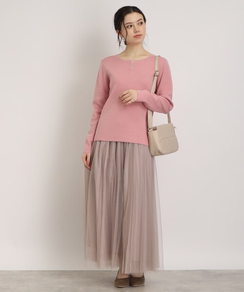 DRESKIP（ドレスキップ）の「◆【洗える】パ－ル調ボタンで惹きつける ラウンドネックニット（ニット/セーター・レディース・ブラック/ナチュラル/ホワイト系5/ピンク系・02/03/04）」の13枚目の写真