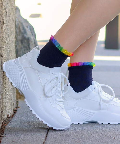 LOVEHUNTER（ラブハンター）の「軽量　厚底スニーカー《約5.5cmソール》（スニーカー・レディース・ブラック/ブラック×ブラック/ホワイト・42/43/41/40/M/L/44/SS/LL/S）」の14枚目の写真