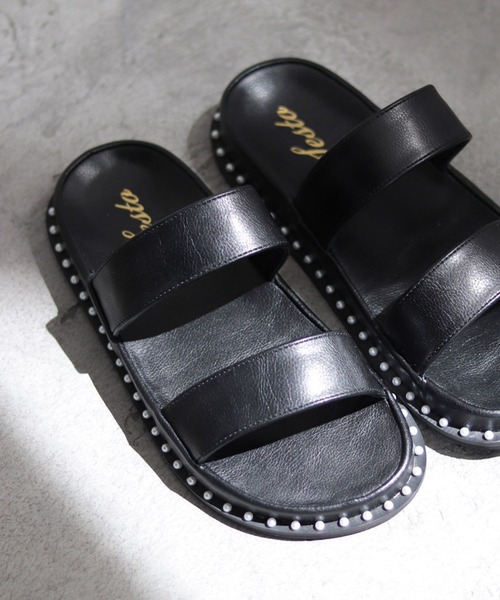 SESTO（セスト）の「パールピースのダブルストラップフットベッドサンダル（サンダル・レディース・ブラック/アイボリー・LL/3L/S/M/L）」の16枚目の写真