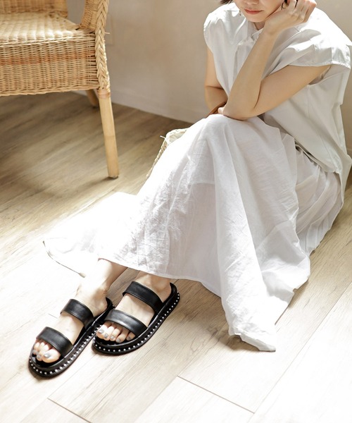 SESTO（セスト）の「パールピースのダブルストラップフットベッドサンダル（サンダル・レディース・ブラック/アイボリー・LL/3L/S/M/L）」の18枚目の写真