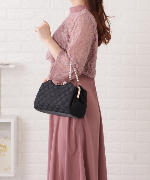 Lace Ladies(レースレディース)の「パールハンドルがま口レースパーティーバッグ(クラッチバッグ・レディース・ベージュ/ブラック・FREE)」の15枚目の写真