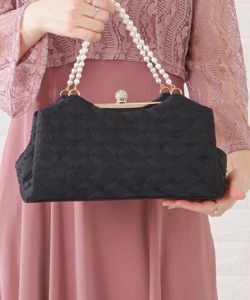 Lace Ladies(レースレディース)の「パールハンドルがま口レースパーティーバッグ(クラッチバッグ・レディース・ベージュ/ブラック・FREE)」の13枚目の写真