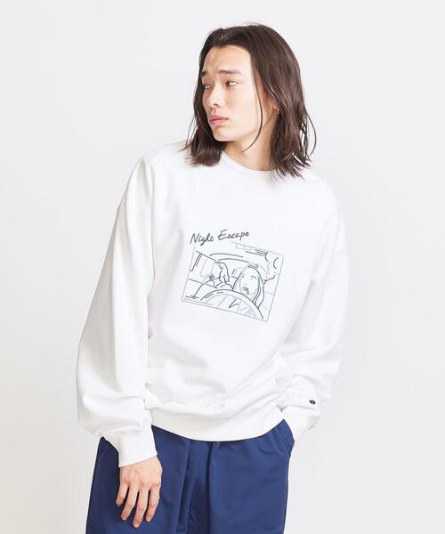 info. BEAUTY&YOUTH（インフォビューティアンドユース）の「【WEB限定】 ＜info. BEAUTY&YOUTH＞ エンブロ スウェット クルーネック -NIGHT ESCAPE-（スウェット・メンズ・ブラック/ホワイト・S/M/L/XL）」の9枚目の写真