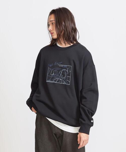 info. BEAUTY&YOUTH（インフォビューティアンドユース）の「【WEB限定】 ＜info. BEAUTY&YOUTH＞ エンブロ スウェット クルーネック -NIGHT ESCAPE-（スウェット・メンズ・ブラック/ホワイト・S/M/L/XL）」の11枚目の写真
