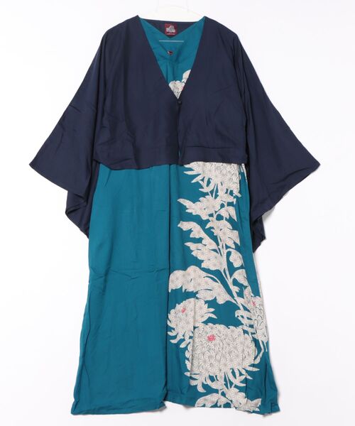 カヤ(カヤ)の「【カヤ】昇り菊ワンピース UV羽織付き(ワンピース・レディース・スミクロ/ライトグレー/ネイビー/キナリ/グリーン系その他・FREE)」の4枚目の写真
