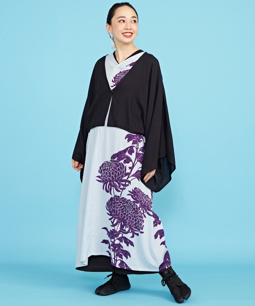 カヤ(カヤ)の「【カヤ】昇り菊ワンピース UV羽織付き(ワンピース・レディース・スミクロ/ライトグレー/ネイビー/キナリ/グリーン系その他・FREE)」の8枚目の写真