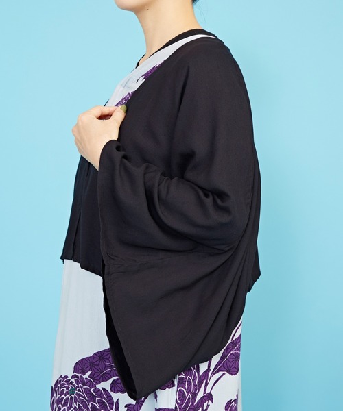 彩　♪ 辻ヶ花袋帯と黒ジョーゼットからロングワンピース❣️羽衣ボレロ付き カヤ（カヤ）の「【カヤ】昇り菊ワンピース UV羽織付き（ワンピース