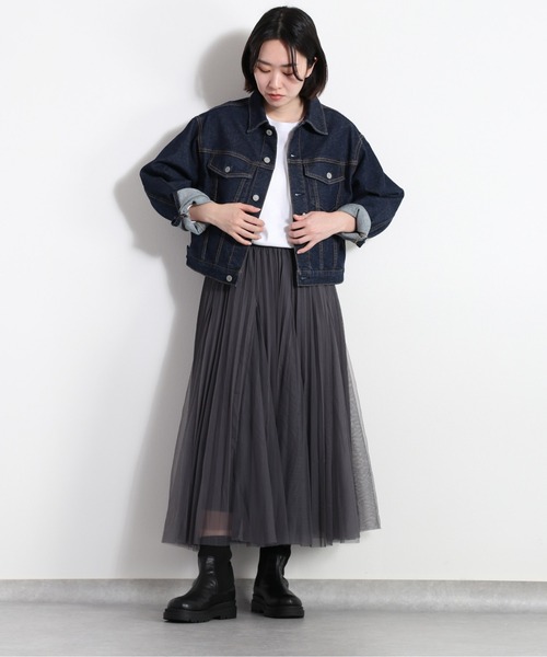 cepo(セポ)の「フレアーチュールスカート(スカート・レディース・オフホワイト/ブラック/チャコール・M)」の3枚目の写真