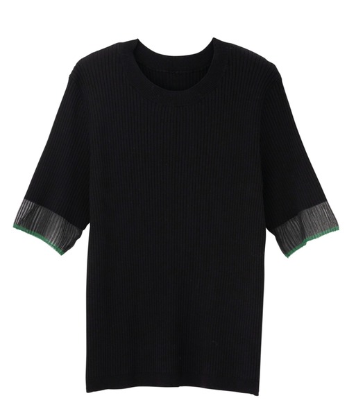 GeeRA（ジーラ）の「【S-XLサイズ展開】オフィスカジュアルにもキレカジにも！袖口配色シアーリブニットトップス（ニット/セーター・レディース・オレンジ/アイボリー/ブラック/ブルー/ベージュ/ブルー系その他/ブラック×ブルー/オフホワイト・LARGE/MEDIUM/SMALL/X-LARGE）」の9枚目の写真