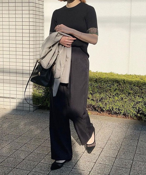 GeeRA（ジーラ）の「【S-XLサイズ展開】オフィスカジュアルにもキレカジにも！袖口配色シアーリブニットトップス（ニット/セーター・レディース・オレンジ/アイボリー/ブラック/ブルー/ベージュ/ブルー系その他/ブラック×ブルー/オフホワイト・LARGE/MEDIUM/SMALL/X-LARGE）」の19枚目の写真