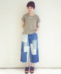 Another Edition | フェイクパッチワークワイドデニムパンツ/ AEBC FAKE PACH WIDE DNM(デニムパンツ)