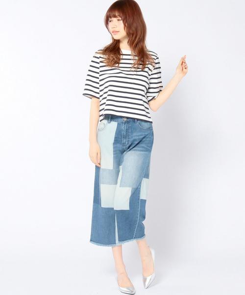 Another Edition（アナザーエディション）の「フェイクパッチワークワイドデニムパンツ/ AEBC FAKE PACH WIDE DNM（デニムパンツ・レディース・コバルトブルー・SMALL/MEDIUM）」の7枚目の写真