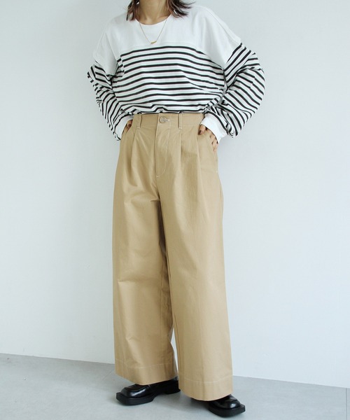 Crisp（クリスプ）の「タックワイドパンツ（その他パンツ・レディース・ブラック/ベージュ/カーキ・FREE）」の3枚目の写真