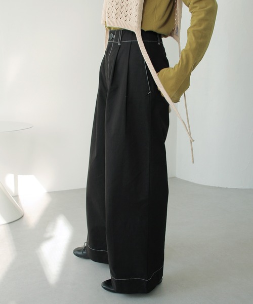 Crisp（クリスプ）の「タックワイドパンツ（その他パンツ・レディース・ブラック/ベージュ/カーキ・FREE）」の22枚目の写真