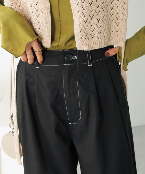 Crisp（クリスプ）の「タックワイドパンツ（その他パンツ・レディース・ブラック/ベージュ/カーキ・FREE）」の8枚目の写真