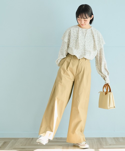 Crisp（クリスプ）の「タックワイドパンツ（その他パンツ・レディース・ブラック/ベージュ/カーキ・FREE）」の9枚目の写真