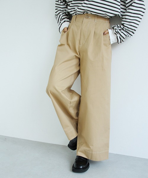 Crisp（クリスプ）の「タックワイドパンツ（その他パンツ・レディース・ブラック/ベージュ/カーキ・FREE）」の10枚目の写真