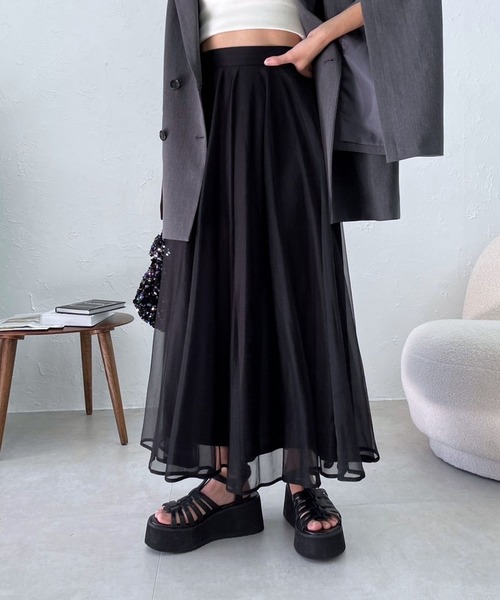 Heather（ヘザー）の「チュールフレアスカート　　195433（スカート・レディース・オフホワイト/ピンク/ブラック・FREE）」の3枚目の写真