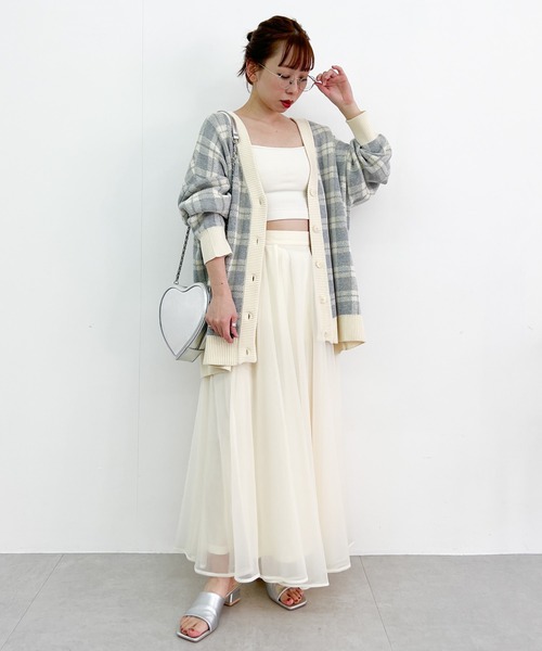 Heather（ヘザー）の「チュールフレアスカート　　195433（スカート・レディース・オフホワイト/ピンク/ブラック・FREE）」の6枚目の写真