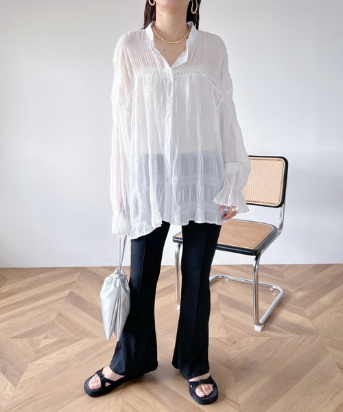 MYMOOD.（マイムード）の「センタープレス セミフレアパンツ（その他パンツ・レディース・ブラック/グレー・FREE）」の9枚目の写真