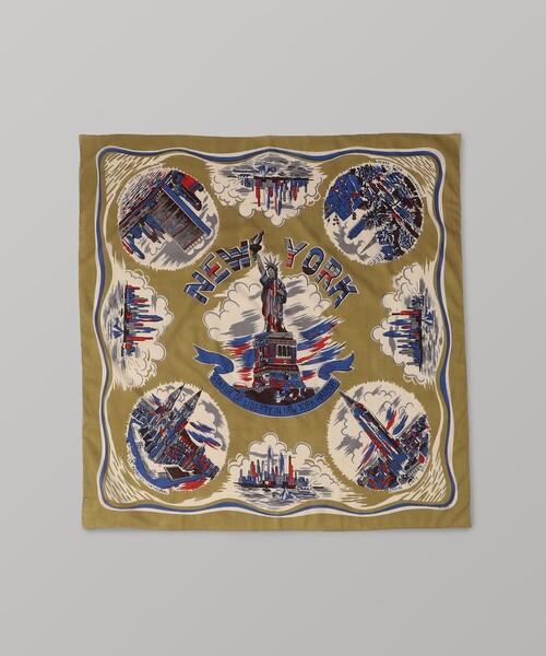 FREAK'S STORE(フリークスストア)の「Bindu/ビンドゥー NewYork Map Scarf/ニューヨークマップスカーフ(バンダナ/スカーフ・レディース・ベージュ/ネイビー・ONE SIZE)」の1枚目の写真
