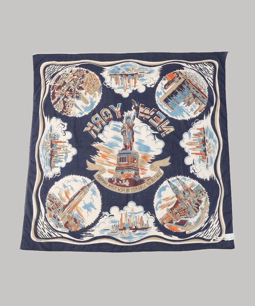 FREAK'S STORE(フリークスストア)の「Bindu/ビンドゥー NewYork Map Scarf/ニューヨークマップスカーフ(バンダナ/スカーフ・レディース・ベージュ/ネイビー・ONE SIZE)」の3枚目の写真