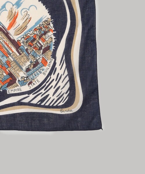 FREAK'S STORE(フリークスストア)の「Bindu/ビンドゥー NewYork Map Scarf/ニューヨークマップスカーフ(バンダナ/スカーフ・レディース・ベージュ/ネイビー・ONE SIZE)」の4枚目の写真