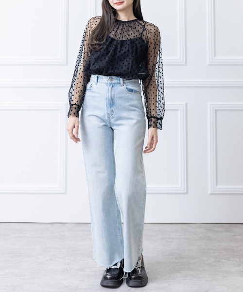 clear（クリア）の「【低身長サイズ有】カットオフフレアデニムパンツ[カジュアル 着回し抜群 オールシーズン]≪2024AW≫（デニムパンツ・レディース・ブルー/ライトブルー/ブラック・M/S/XS）」の10枚目の写真