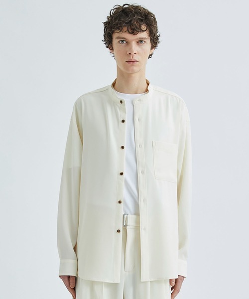 ATTACHMENT(アタッチメント)の「STUDIOUS別注 DROP SHOULDER BAND COLLAR L/S SH(シャツ/ブラウス・メンズ・ブラック/ネイビー/キナリ・1/2)」の5枚目の写真