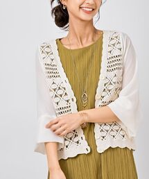 レース×シフォン切替ブラウス