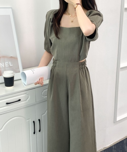 ABITOKYO(アビトーキョー)の「サイドカットアウトスクエアオールインワン(つなぎ/オールインワン・レディース・チャコールグレー/ブラウン/ベージュ/グレイッシュベージュ/カーキ/ブラック・M/L)」の6枚目の写真