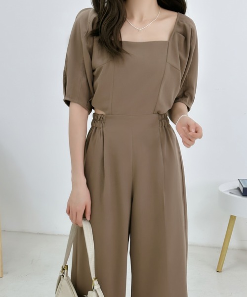 ABITOKYO(アビトーキョー)の「サイドカットアウトスクエアオールインワン(つなぎ/オールインワン・レディース・チャコールグレー/ブラウン/ベージュ/グレイッシュベージュ/カーキ/ブラック・M/L)」の16枚目の写真