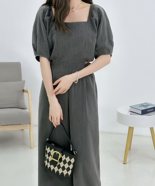 ABITOKYO(アビトーキョー)の「サイドカットアウトスクエアオールインワン(つなぎ/オールインワン・レディース・チャコールグレー/ブラウン/ベージュ/グレイッシュベージュ/カーキ/ブラック・M/L)」の18枚目の写真