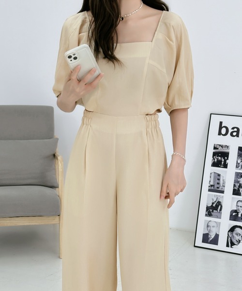 ABITOKYO(アビトーキョー)の「サイドカットアウトスクエアオールインワン(つなぎ/オールインワン・レディース・チャコールグレー/ブラウン/ベージュ/グレイッシュベージュ/カーキ/ブラック・M/L)」の10枚目の写真