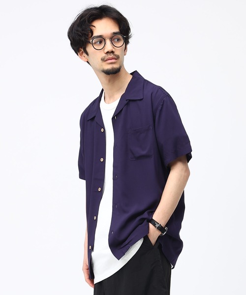 SAKAZEN(サカゼン)の「レーヨン 無地 オープンカラー 半袖 シャツ(シャツ/ブラウス・メンズ・カーキ/ネイビー/ピンク/アイボリー・L/M/LL)」の3枚目の写真