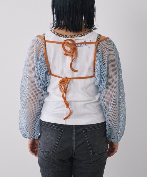 HELLO.SANFRANCISCO（ハローサンフランシスコ）の「【HELLO.SANFRANCISCO/ハローサンフランシスコ】メッシュ配色ボレロ（カーディガン/ボレロ・レディース・サックスブルー・ONE SIZE）」の18枚目の写真