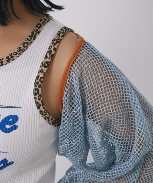 HELLO.SANFRANCISCO（ハローサンフランシスコ）の「【HELLO.SANFRANCISCO/ハローサンフランシスコ】メッシュ配色ボレロ（カーディガン/ボレロ・レディース・サックスブルー・ONE SIZE）」の16枚目の写真