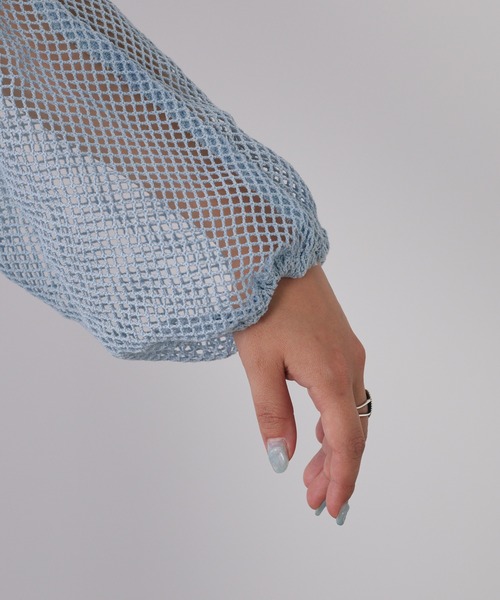 HELLO.SANFRANCISCO（ハローサンフランシスコ）の「【HELLO.SANFRANCISCO/ハローサンフランシスコ】メッシュ配色ボレロ（カーディガン/ボレロ・レディース・サックスブルー・ONE SIZE）」の10枚目の写真