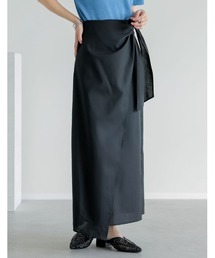 [2026 SUMMER COLLECTION][新色追加][低身長サイズ有]コットンリネンラップ風スカート