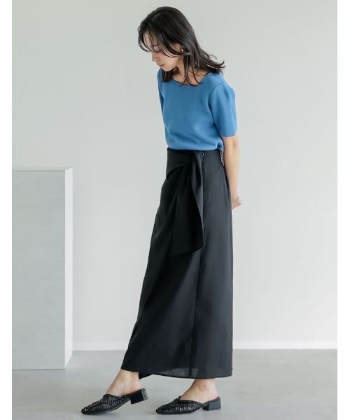 セール】[新色追加][低身長サイズ有]コットンリネンラップ風スカート