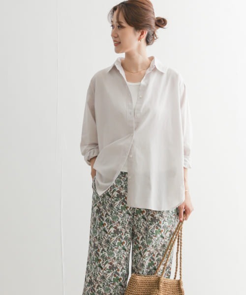 URBAN RESEARCH DOORS（アーバンリサーチドアーズ）の「コットンローンシャツ（シャツ/ブラウス・レディース・ストライプ/ライトベージュ/ミント・MEDIUM）」の15枚目の写真