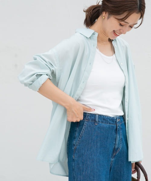 URBAN RESEARCH DOORS（アーバンリサーチドアーズ）の「コットンローンシャツ（シャツ/ブラウス・レディース・ストライプ/ライトベージュ/ミント・MEDIUM）」の11枚目の写真